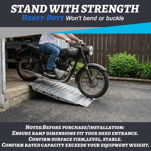 Heavy-Duty shed ramp 1500LB Galvanized Steel Perforated Plate ramp with Anti-Slip Design, Suitable for lawnmowers, All-Terrain Vehicles,and Garage Door Sills. (Silver, 1PC (29 L x 24 W))