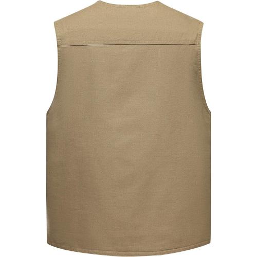 Size XL KTWOLEN Men's Outerwear Multi-Pocket Vests Casual Fishing Safari Vest Cotton Lightweight Outdoor Vest
