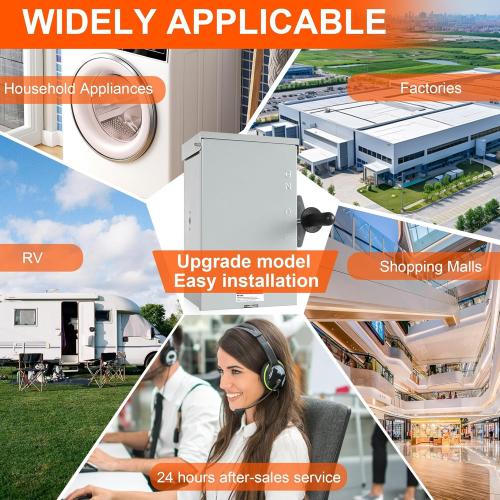 200 Amp Generator Transfer Switch, 120/240V 48000W Manual Transfer Switch for Home Generator, with Neutral Terminal, for Outdoor and Indoor, Multiple Security Protections (200A-2P)