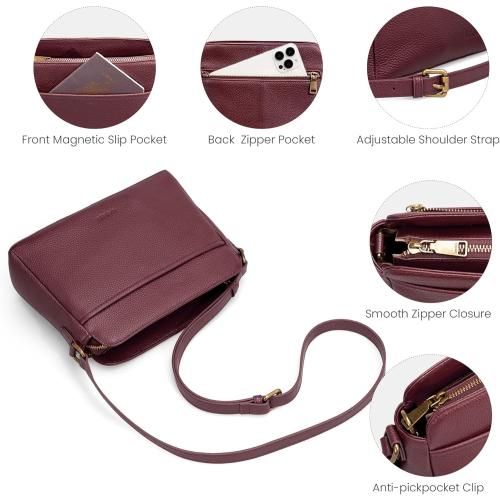befen Anti-theft Crossbody Bag for Women Genuine Leather, Small Cross Body Shoulder Handbags with RFID Card Slots