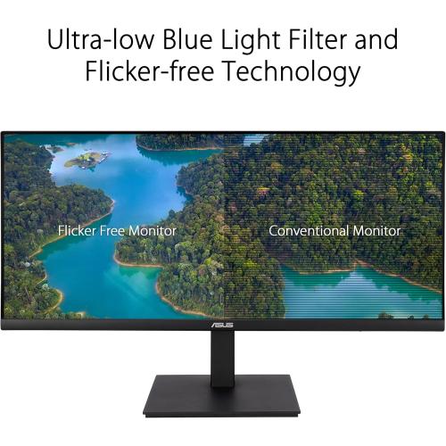 ASUS 34” Ultrawide HDR Gaming Monitor (VP349CGL) - 21:9 UWQHD (3440 x 1440), IPS, 100Hz, 1ms, USB-C w/Power Delivery, FreeSync, Eye Care Plus, VESA Mountable, HDMI, DisplayPort, Height Adjustable