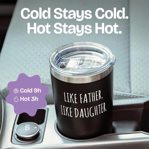 KLUBI Dad Birthday Gifts from Daughter - Like Father Like Daughter Oh Crap Mug Funny Father's Day Gifts 20 Ounce Fathers Tumbler Fathers Day Drinking Cup from Children Girl Dad Travel Mug Gift