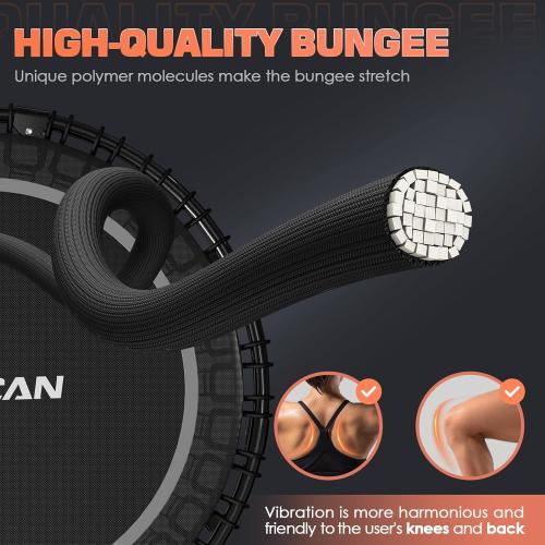 BCAN Mini Trampoline for Adults, Fitness Trampoline with Durable Bungees, Exercise Rebounder,Great Mini Trampoline for Indoor Grey