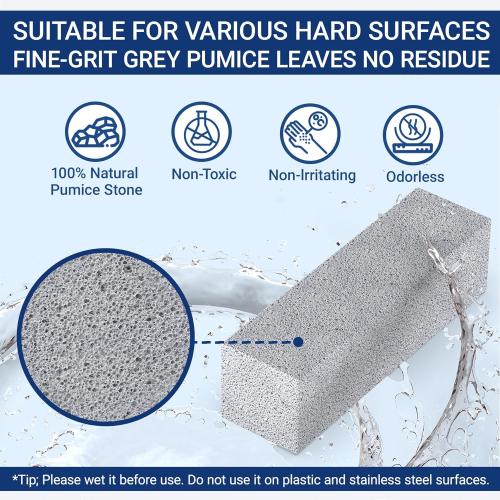 2 Pack Pumice Stone for Toilet Cleaning, Extra Long Handle for Removing Bowl Ring, Pool, Bathroom, Toilet Brush