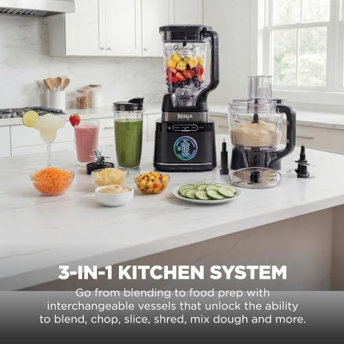 Ninja Kitchen System | All-in-One Food Processor & Blender | With 8-Cup Bowl & (1) 24 oz. To-Go Cup | For Smoothies, Cookie Dough, Salsas, Cole Slaw & More | 1800 Watt | Black | TB401