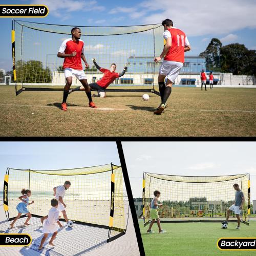 MangoStar Soccer Goal, 12X6 FT Soccer Goal for Backyard Portable Net Collapsible Metal Base, Quick Set Up Soccer Net for Indoor Outdoor Practice Training with Carry Bag