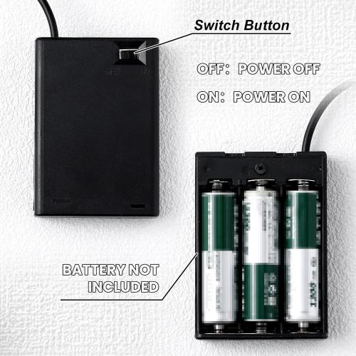Copkim 6 Pcs USB Battery Pack for LED Lights, USB to Battery Pack for Plug in Lights, 5v Portable 3 Aa Holder Box with Switch for Neon Signs Indoor Outdoor Party Decor (Black)