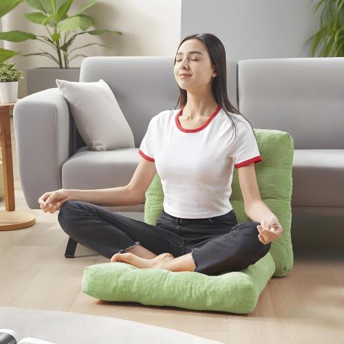Meditation Floor Pillow Set of 2, Square Large Pillows Seating for Adults, Tufted Corduroy Cushion for Living Room Tatami, Green