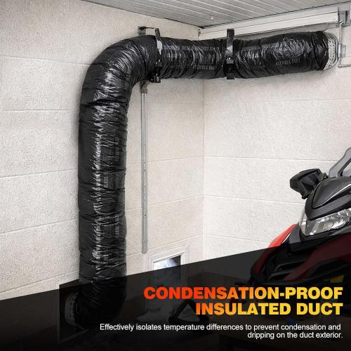 4 Inch Insulated Flexible Duct 25 FT, R4 HVAC Flex Duct with Black Jacket, Owens Corning Fiberglass Insulation, Aluminum Foil Core for Ventilation & Exhaust
