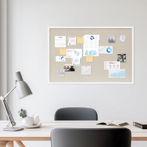 Cork Board with Linen White 2Pack,Bulletin Board 36x24 Hanging Corkboards for Office Home School Message Board or Vision Board Decoration.