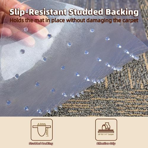 Office Chair Mat for Carpet: 36 x 48 Plastic Heavy Duty Computer Desk Mats with Lip for Low Flat and No Pile Carpeted Floor - Clear Rug Pad for Rolling Chairs Office Work Home Gaming Rectangle