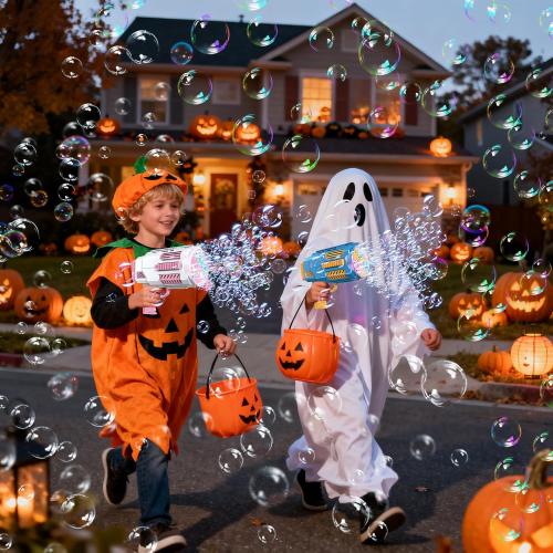 Bomoco Automatic Bubble Gun for Kids Light Up Outdoor Toy, 30 Holes Blue | Large Output, Includes Bubble Solution, Toys for Girls Boys 3-12Y, Outdoor Fun, Birthday Wedding Party Favors No Dip‼️missing 1 bottle‼️