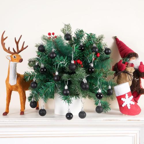 30ct Christmas Ball Ornaments, 1.18 Shatterproof Tree Decorations, Perfect Hanging Ball for Indoor/Outdoor Holiday Party Decor (Black)