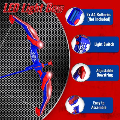 Spider Bow and Arrow Set for Kids, Led Light Up Kids Archery Set