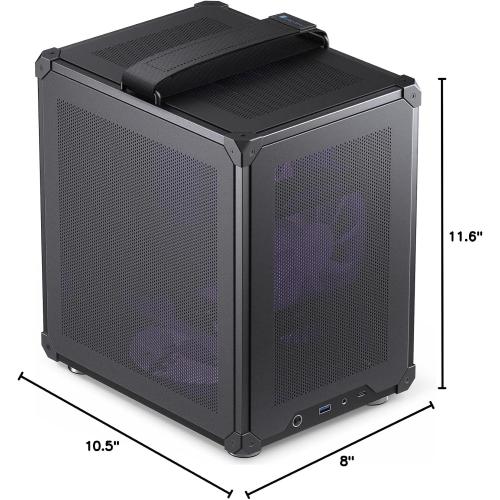 JONSBO C6 Handle Black Mini MATX Mesh Case,Simple Compact Desktop Micro ATX Chassis,Upper Cover/Side Panel Tool-Free Open pc case, ATX Power Bite (L185mm Max.),Support 75mm CPU Cooler,GPU200-255mm
