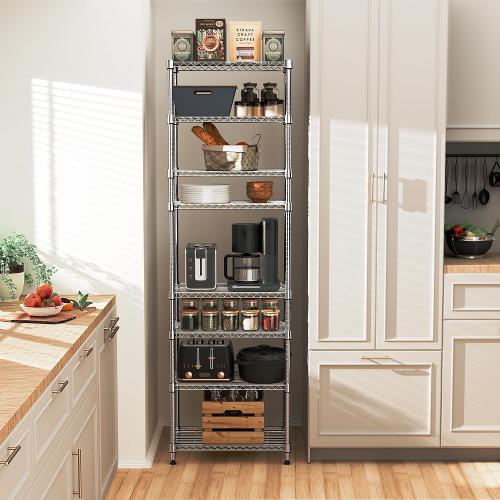 M MZG 8 Tier 2000 lbs Storage Rack Metal Wire Shelving Unit, Storage Standing Shelf Organizer for Laundry Bathroom Kitchen Pantry Closet Garage Utility Room, Chrome 13.8 D x 23.6 W x 79.5 H
