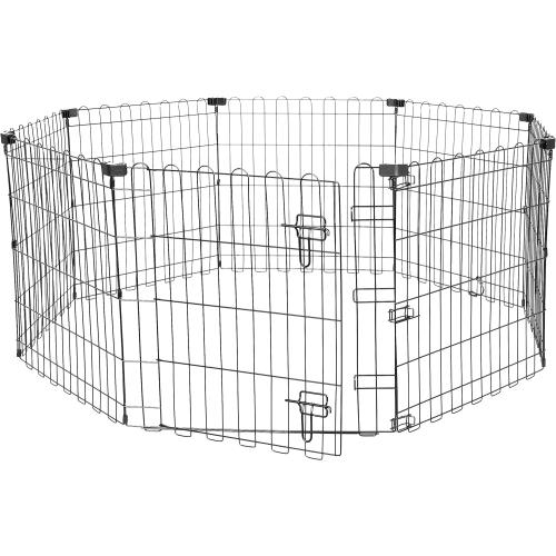 Size 24x24 Color Black Amazon Basics Foldable Octagonal Metal Exercise Puppy / Dog Playpen - Indoor/Outdoor, Single Door, Extra Small (8 Panels, 24 x 24), Easy to assemble and store, 24 - Puppy, Black