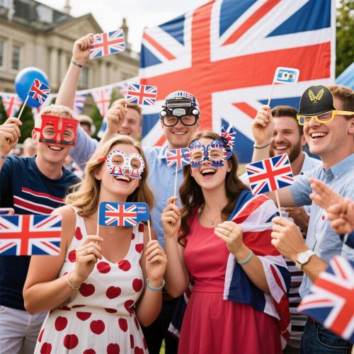 Capoda 32 Pcs British Party Decorations Favors British National Day Paper Glasses Photo Booth Props UK England Selfie Prop for London National Day Party Decorations Supplies