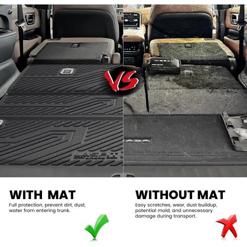 LASFIT Cargo Mat & Backrest Mats for Nissan Armada/Infiniti QX80 2025-2026 7/8 Seats, All Weather TPE Custom Fit Easy Clean Durable No-Curling Trunk Mat for Armada & QX80 2025-2026, Black