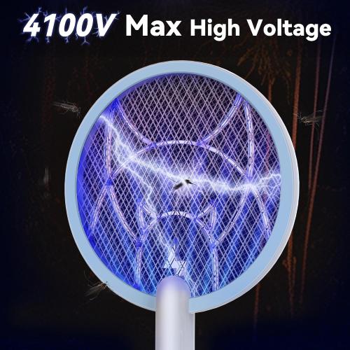 Nymrix Electric Fly Swatter 4100V Dual Mode Bug Zapper Racket（Blue,1-Pack）