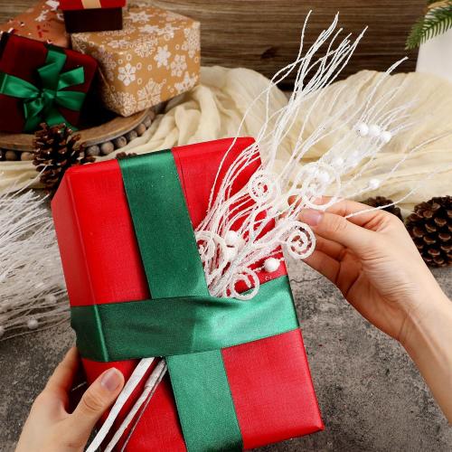 Tigeen 48 Pcs White Christmas Tree Picks and Sprays Ornaments 17'' 12'' Artificial Glitter Christmas Tree Topper Floral Berry Stems Branches Filled for Xmas Vase Filler Wreath DIY Crafts