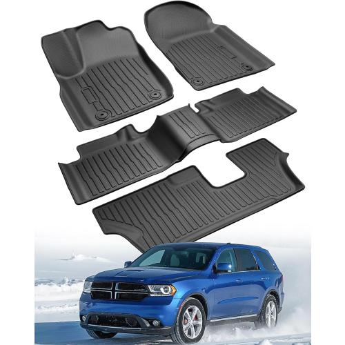 Custom Fit 4 Pcs Floor Mats for Dodge Durango 2011-2015 - All-Weather Rubber Mats & Liners, Heavy Duty Car Interior Protection for SUV, Weather-Resistant & Easy to Clean