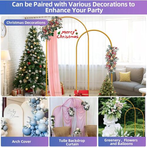 Hemmotop Metal Arch Backdrop Stand Set of 2, 7.2ft and 6ft