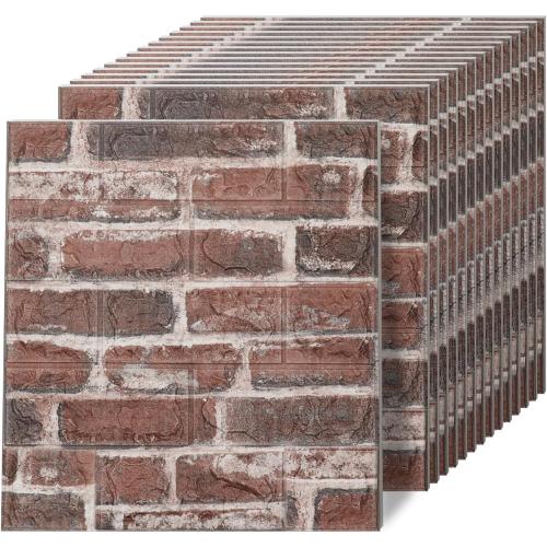 Faux Brick Wall Panels, 40 PCS, Red | 3D Wall Panels Peel and Stick, XPE Foam 3D Wallpaper, Self-Adhesive Faux Stone Wall Panels for Bedroom, Stairs, Kitchen