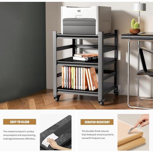 Printer Stand with Wheels,2-Tier Printer Table with Adjustable Storage Shelf for Home Office,Rolling