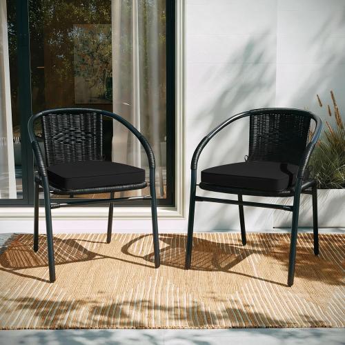 Basic Beyond Outdoor Cushions for Patio Furniture: Waterproof & UV Resistant Outdoor Chair Cushions Set of 4 Patio Chair Cushions with Adjustable Ties & Handle, Black
