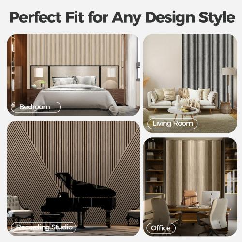 10 PCS.....Sound Proof Foam Panels for Walls-Wood Wall Slat Acoustic Panels for Wall and Ceiling-96x24Inches 2 Soundproof Solar Panels,3D Wall Panels for Home Decor (Walnut)