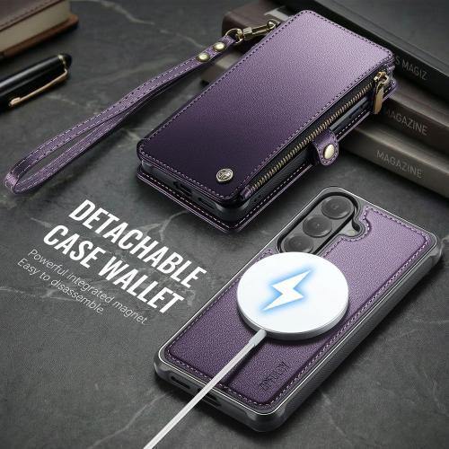 for Galaxy S25 - Phone Case Wallet Magnetic Detachable, Purple