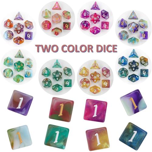 DND Dice Set, 25 X 7 (175 Pieces) Polyhedral D&D Dice Set Three-Color, Two-Color and Monochrome Dice for Dungeons and Dragons with 1 Black Bags