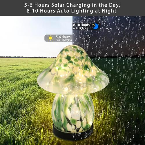 Solar Lights Outdoor Waterproof, Mushroom Garden Décor Powered by Solar, Outdoor Lights for Patio Yard Pathway Backyard Balcony Lawn Landscape Fountain Deck Pool Table Porch Decoration (Green)