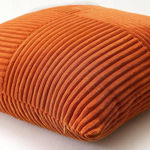 OTOSTAR Set of 4 Decorative Throw Pillow Covers Soft Striped Corduroy Boho Square Pillow Cases Fall Mix and Match Home Decor for Sofa Couch Living Room Bedroom Farmhouse 22x22 Inch, Orange Teal
