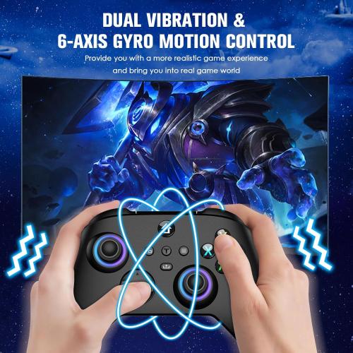 Fisherg Wireless Controller Compatible With Xbox One, Xbox Series X/S, Xbox One X/S, PC, 2.4GHz Gamepad With RGB LED Light, Black