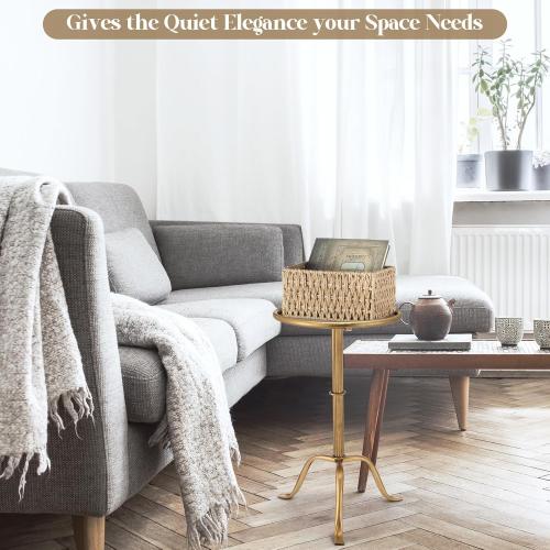 1 Pcs Metal Martini Table Bronze Small Round Drink Table12.5 x 12.5 x 27.75 Inches Pedestal Iron Side Tables for Small Spaces Bedroom Living Room