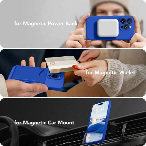 Magnetic for iPhone 13 Pro Max Case, Compatible with MagSafe, [Full Camera Protection][Screen Protector] Silicone Shockproof Protective Phone Case for iPhone 13 Pro Max 6.7, Klein Blue