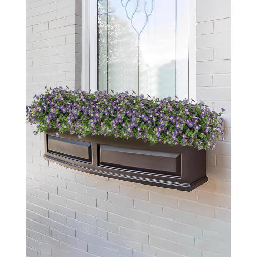 Fake Garden Flowers, 12 Bundles Artificial Flowers for Outdoor Front Porch Home Kitchen Bedroom Garden Patio Festival Decoration -Purple