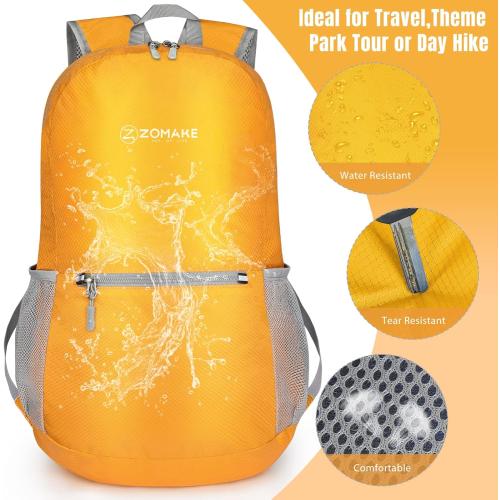 ZOMAKE Ultra Lightweight Hiking Backpack 20L, Packable Small Backpacks Water Resistant Daypack for Women Men(Yellow New)