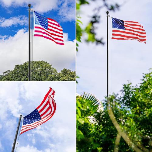 Panta Flag Pole for Outside In Ground, 20FT Sectional Flag Pole Kit, Extra Thick 14 Gauge Heavy Duty Aluminum Flagpole, Outdoor Flag Poles with 3x5 American Flag for Yard, Residential or Commercial