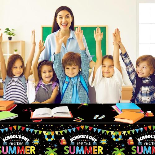 School's Out for The Summer Tablecloths for Kids Class End of School Year Theme Table Covers Supplies Summer End of School Decorations School's Out Tablecloths for Graduation Preschool Party Favors