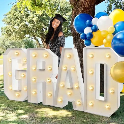 2025 Graduation Decorations - 2FT Large Pre-cut Grad Marquee Letters Kit - Mosaic Foam Board Sign - Class of 2025 Congrats Party Supplies for School College (Lights are not Included)