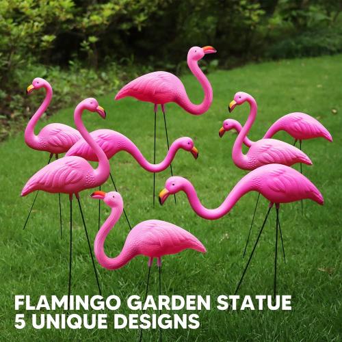 JOYIN 6 PACK Small Yard Flamingos Ornament Stakes, Mini Pink Flamingo Yard Decorations, Mini Lawn Plastic Flamingo Statue with Rubber Coating Metal Legs for Outdoor, Garden, Luau Party Gift (3-10IN)