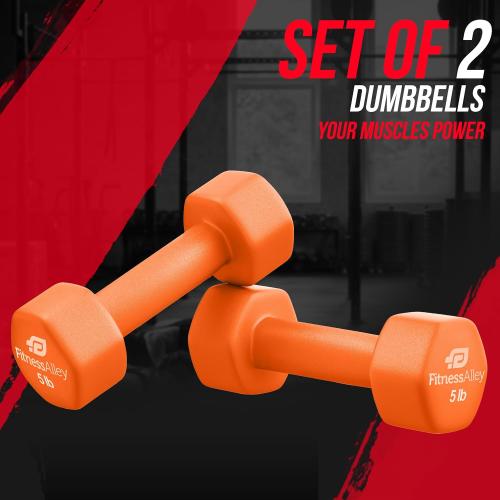 Neoprene Coated Workout Dumbbells set of 2 – Anti Roll, Non Slip with Smooth Grip Fitness & Exercise Dumbbells – Hexagon Shaped Hand Weights for Women & Men – Best Choice for Gyms & home use