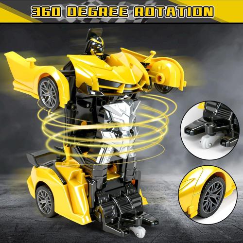 MISSING REMOTE RC Car, Remote Control Car for Boys 4-7 8-12 Gifts,1:18 Transform Robot Toy Car with 360° Rotating Led Lights & One Button Deformation,Kids Transform Toys for 3 4 5 6 7 8 9 10 Years Old