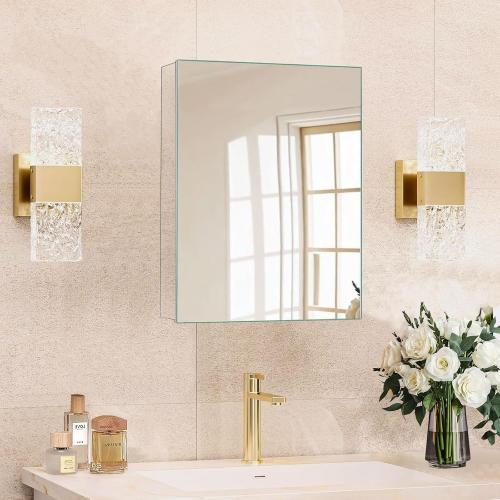 Medicine Cabinet Mirror,Bathroom Mirror with Storage 14 x 18 in | ﻿ Bathroom Medicine Cabinet With Mirror And Adjustable Shelves, Aluminum Recessed or Wall Mounted Medicine Cabinets
