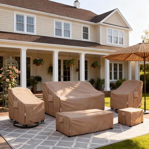 Outdoor Coffee Table Cover,600D Waterproof Patio Rectangular Side Table Covers,48 W x 28 D x 16 H,Outdoor Table Covers Waterproof Rectangle(Brown)