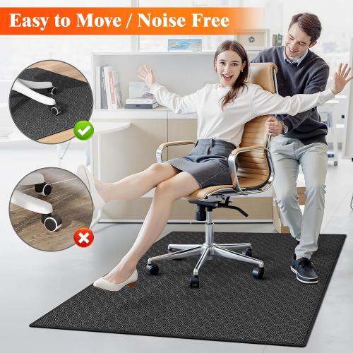 KMAT Office Chair Mat, 36x48in Heavy Duty Hardwood/Tile Floor Protector, Floor Mat Computer Desk Mat for Rolling Chairs, Work, Study, Office, Black