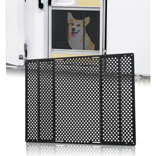 Aluminum Alloy RV Entry Screen Door Grille Adjusts from 22- 31.5, Adjustable RV Door Screen Protector, Black